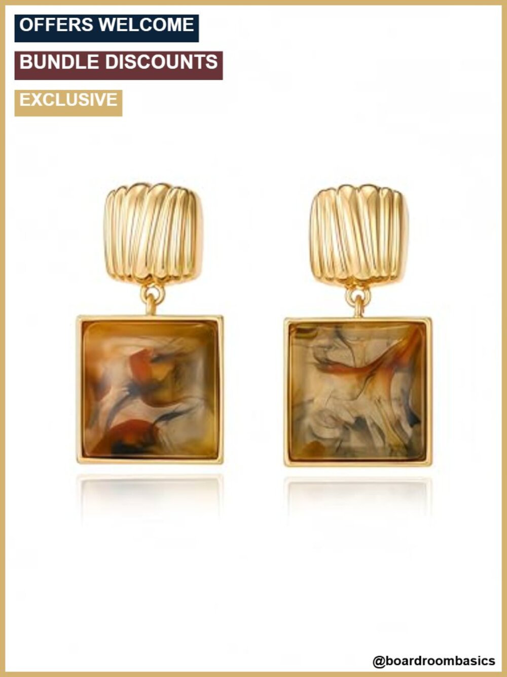14K Gold Plated Earrings for Women Vintage Resin Dangle & Crystal Studs